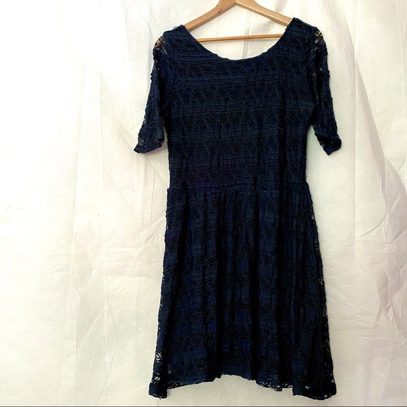 Navy Blue Lace Dress Juniors Size XL - Picture 1 of 10